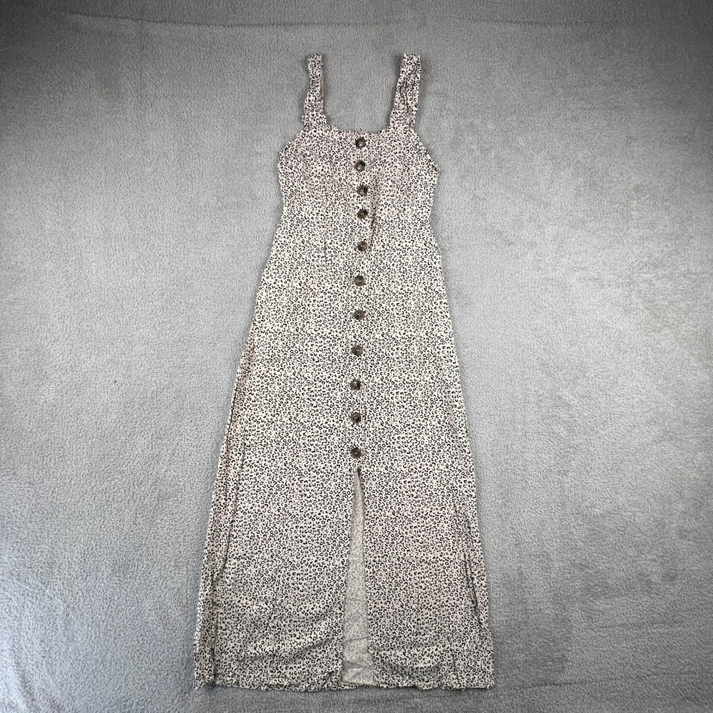 Leopard Animal Print Button Front Maxi‎ Dress XS Boho Festival Japna